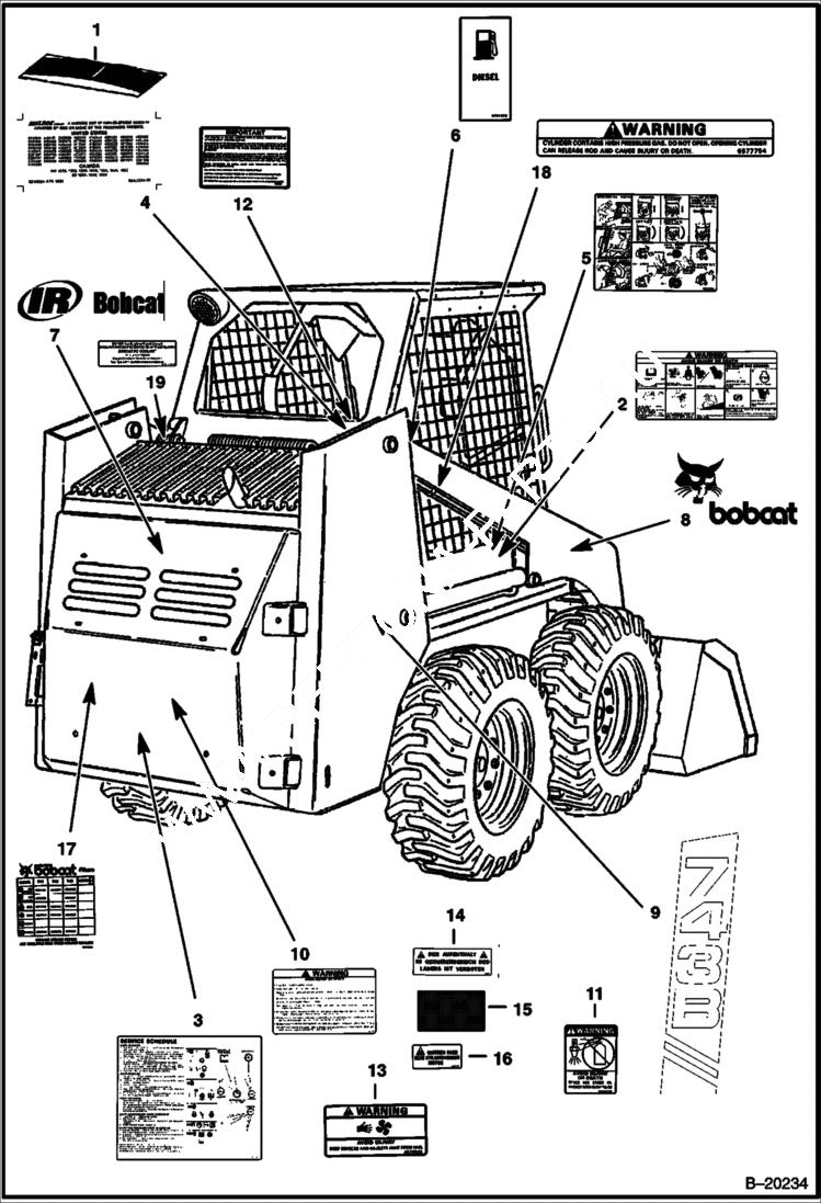 Схема запчастей Bobcat 700s - DECALS ACCESSORIES & OPTIONS