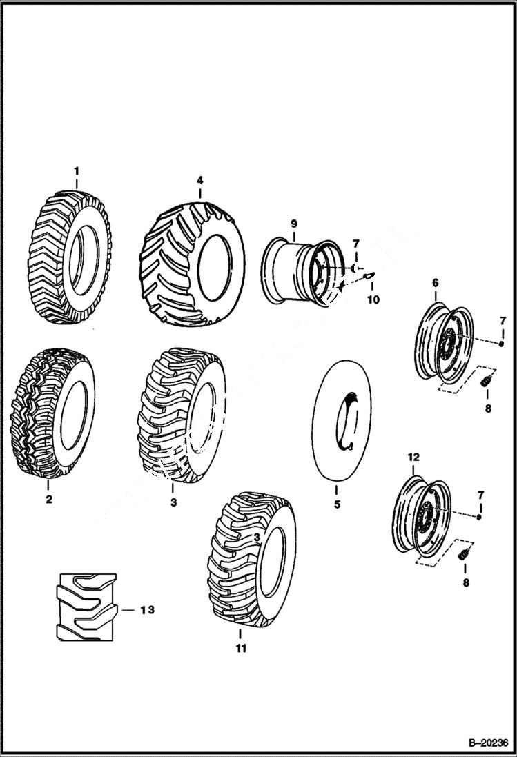 Схема запчастей Bobcat 700s - TIRES & RIMS ACCESSORIES & OPTIONS