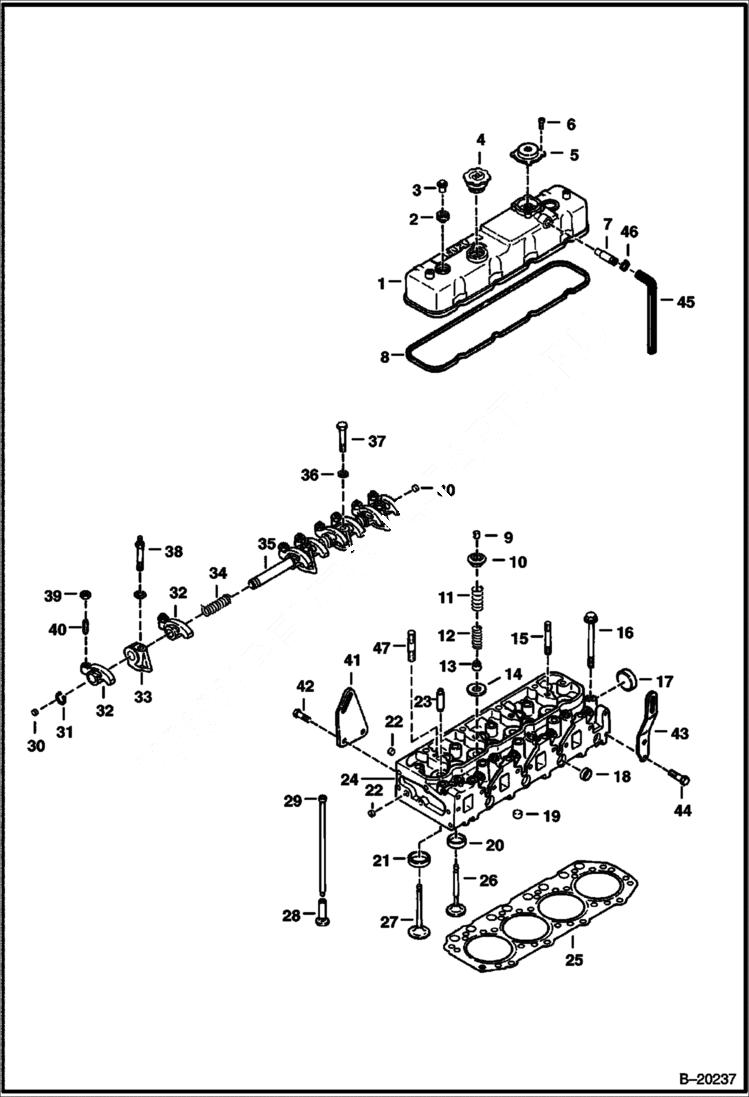 Схема запчастей Bobcat 800s - CYLINDER HEAD & COVER POWER UNIT