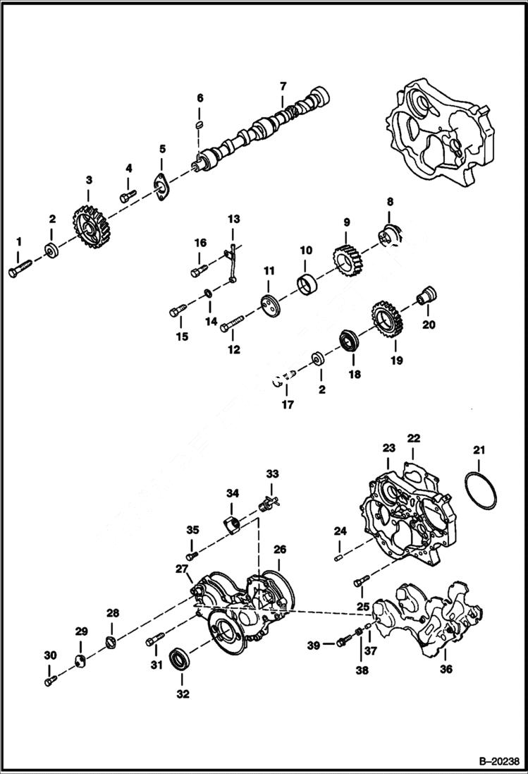 Схема запчастей Bobcat 800s - CAMSHAFT & TIMING GEAR POWER UNIT