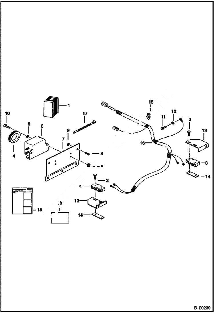 Схема запчастей Bobcat 800s - BACK-UP ALARM KIT (For Use W/Plastic Hood) ACCESSORIES & OPTIONS