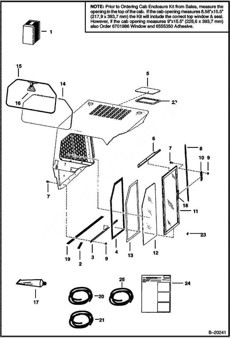 Схема запчастей Bobcat 800s - CAB WINDOWS ACCESSORIES & OPTIONS