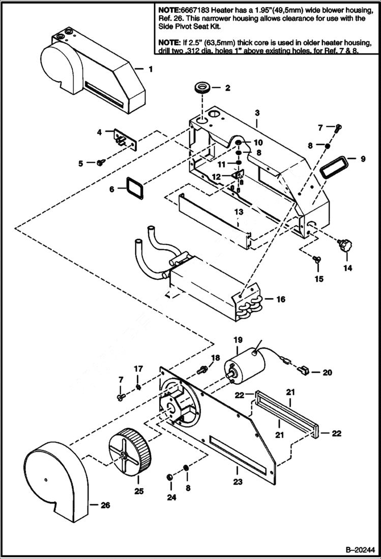 Схема запчастей Bobcat 800s - HEATER (Fresh Air) ACCESSORIES & OPTIONS