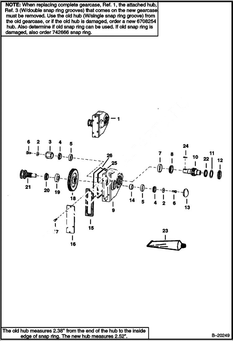 Схема запчастей Bobcat 800s - GEARCASE DRIVE TRAIN