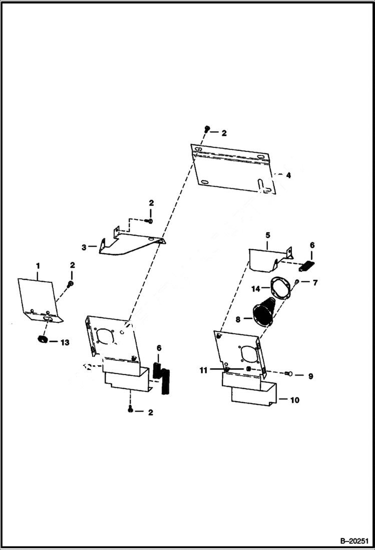 Схема запчастей Bobcat 700s - PANELS (S/N 13759 & Below) MAIN FRAME