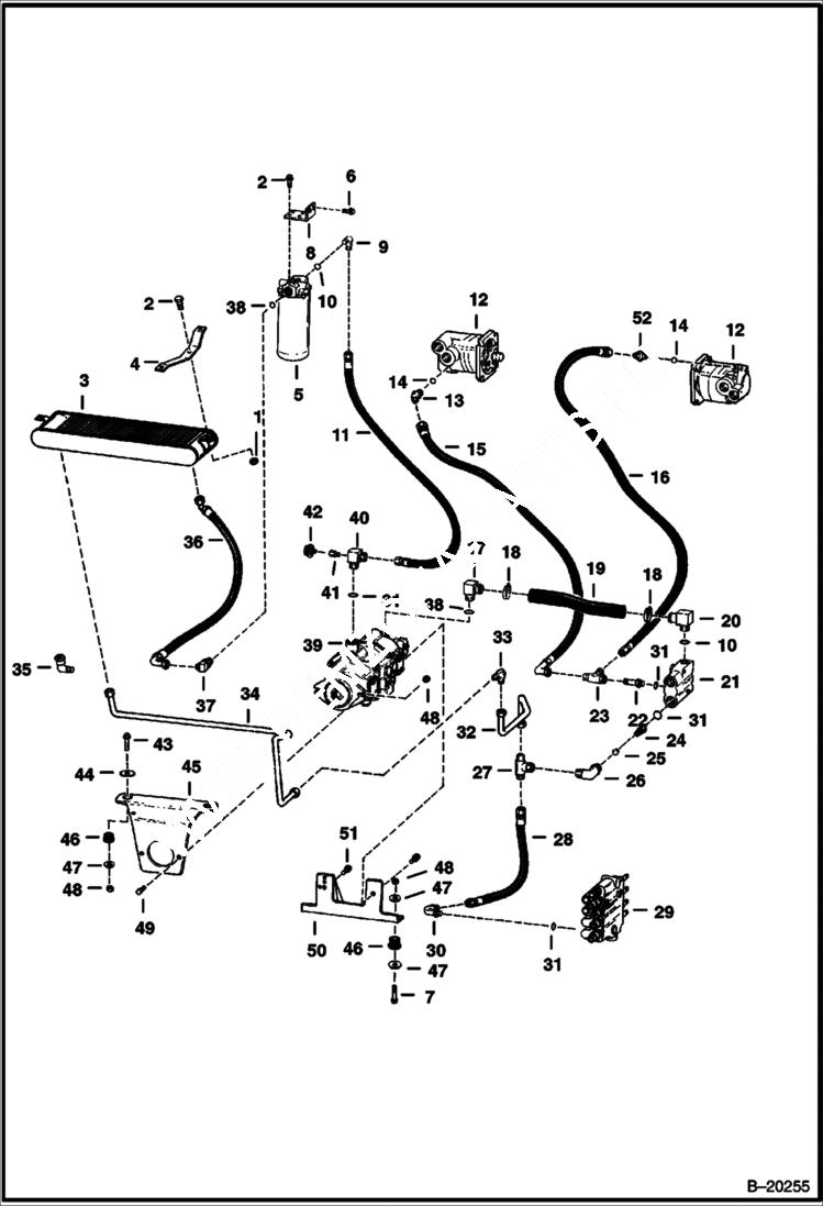 Схема запчастей Bobcat 700s - HYDROSTATIC CIRCUITRY (S/N 15001 & Above) HYDROSTATIC SYSTEM