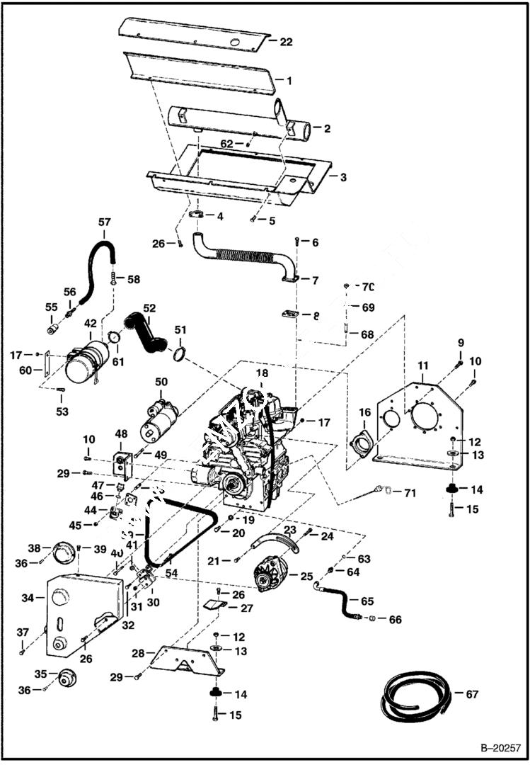 Схема запчастей Bobcat 700s - ENGINE & ATTACHING PARTS POWER UNIT