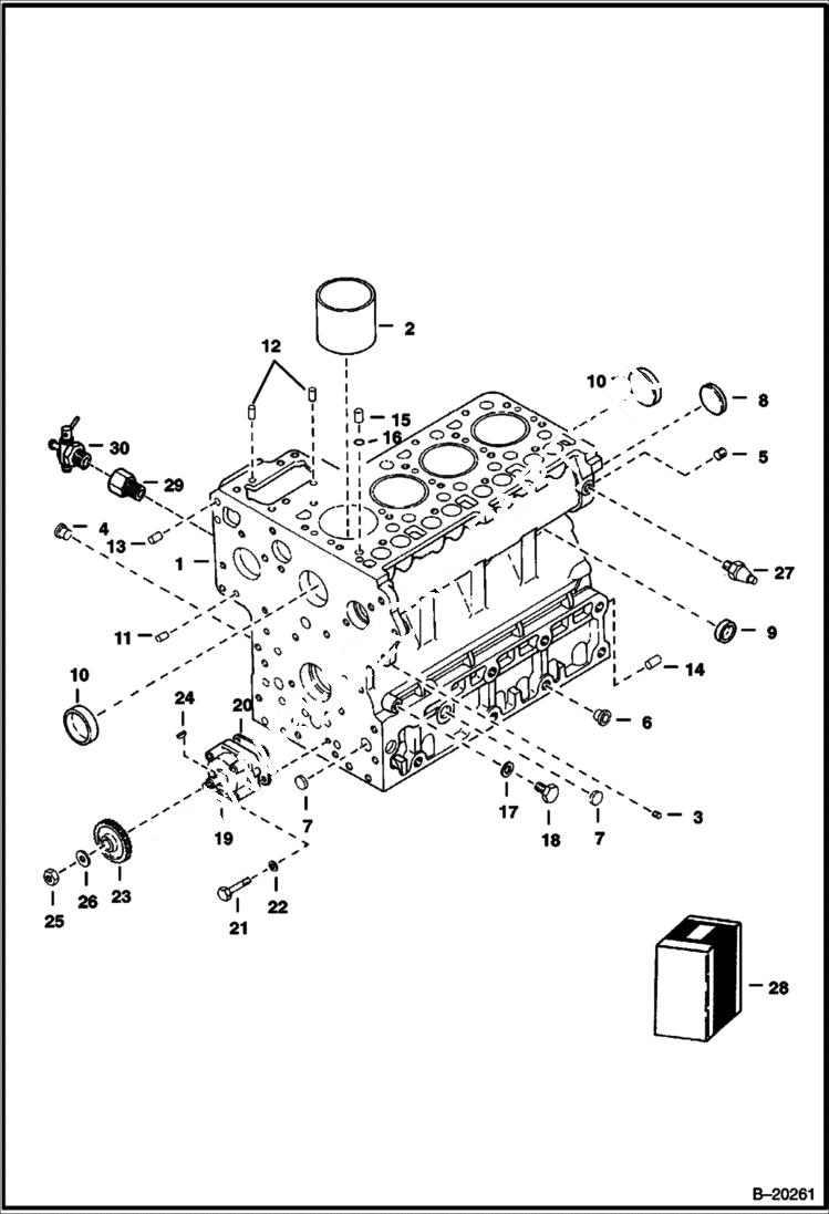 Схема запчастей Bobcat 700s - CRANKCASE POWER UNIT