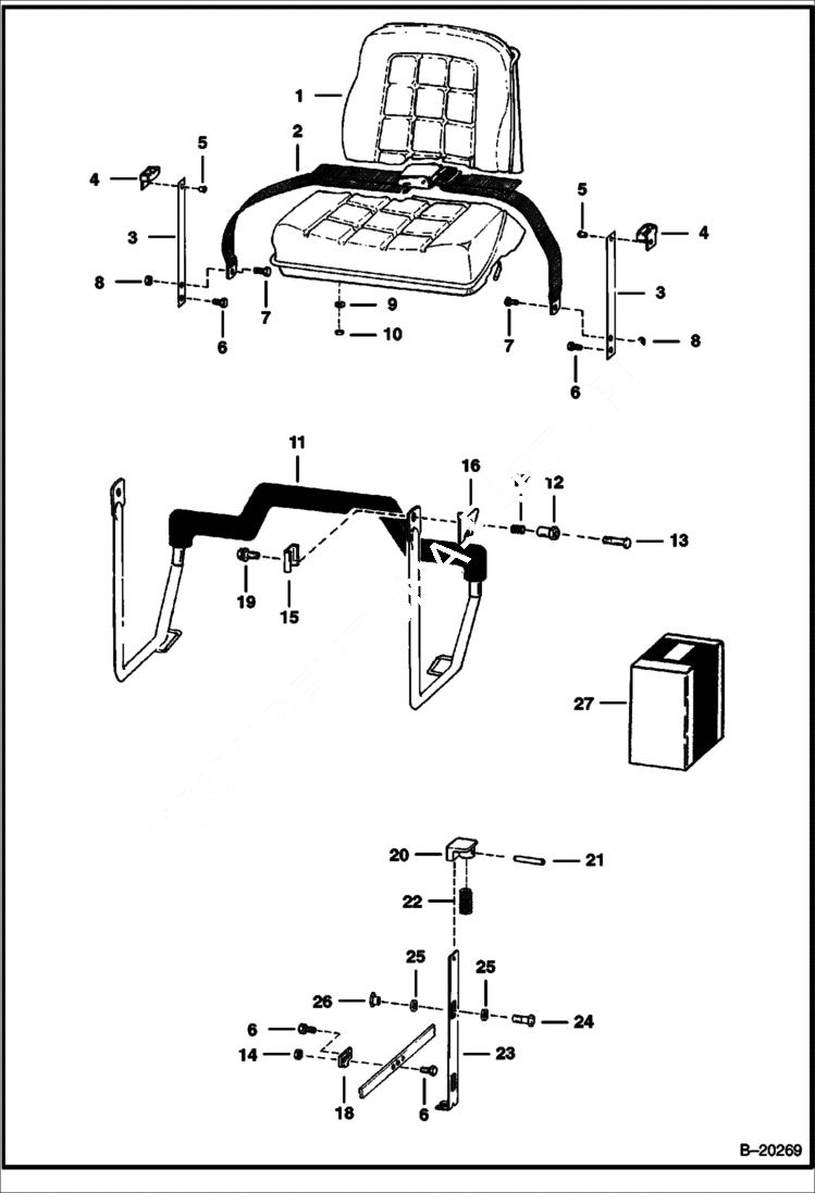 Схема запчастей Bobcat 700s - SEAT & SEAT BAR MAIN FRAME