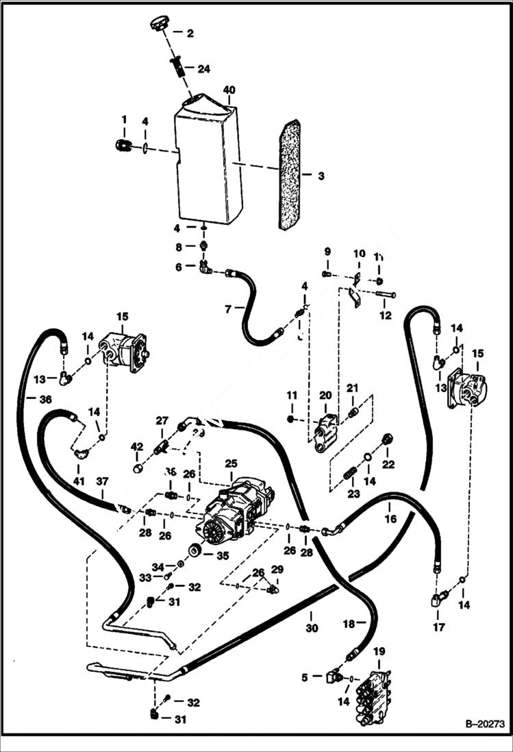 Схема запчастей Bobcat 700s - HYDROSTATIC CIRCUITRY (S/N 13888 & Above) HYDROSTATIC SYSTEM