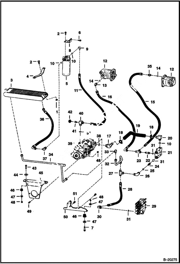 Схема запчастей Bobcat 700s - HYDROSTATIC CIRCUITRY (S/N 13888 & Above) HYDROSTATIC SYSTEM