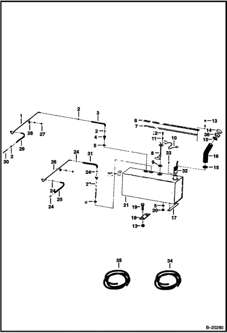 Схема запчастей Bobcat 900s - FUEL TANK MAIN FRAME