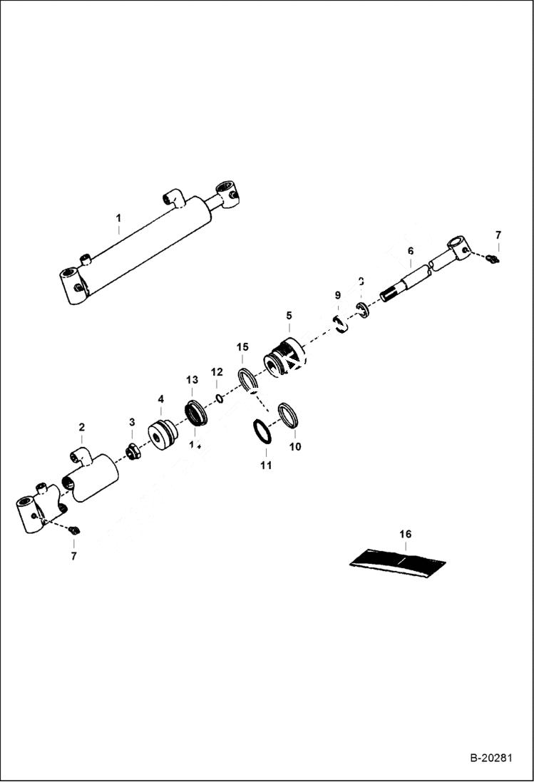 Схема запчастей Bobcat 900s - CAB TILT CYLINDER (S/N 12716 thru 12974 - 1.25(31.2mm) Rod) MAIN FRAME