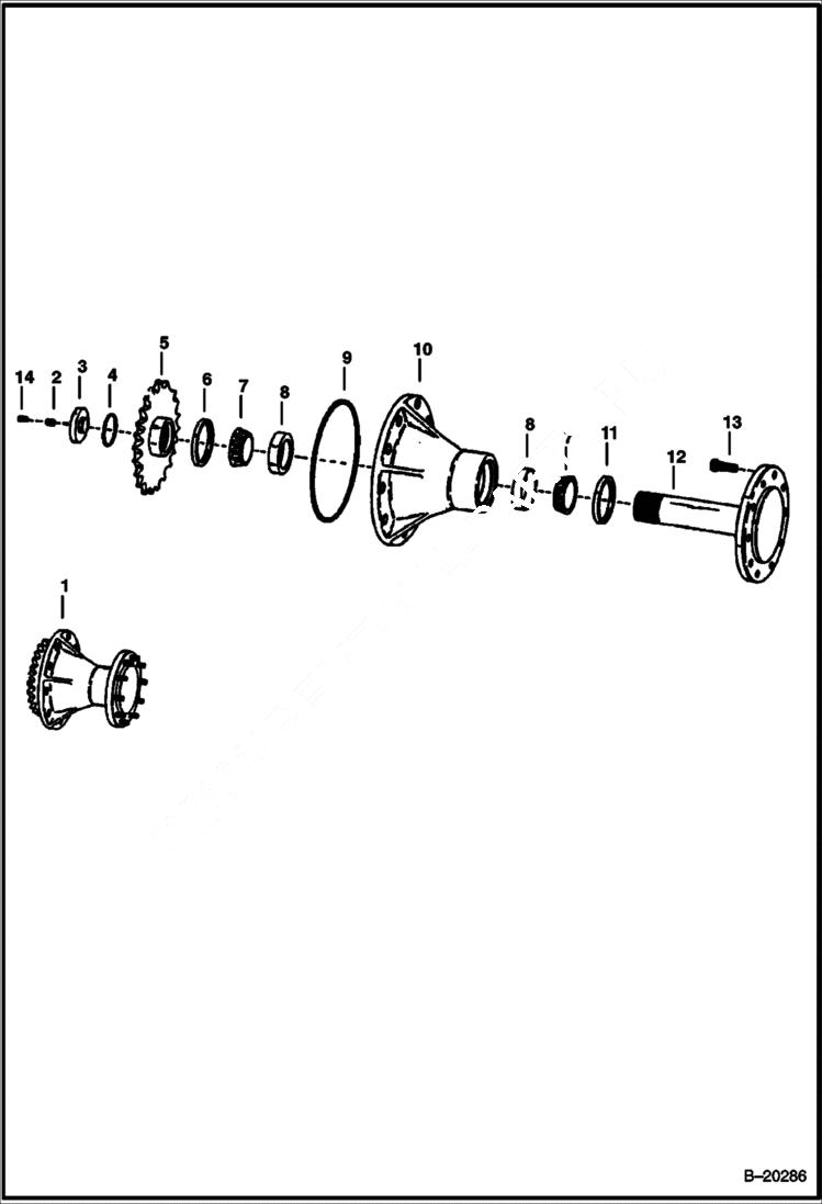 Схема запчастей Bobcat 900s - AXLE & HUB ASSEMBLY (S/N 12602 & Below) DRIVE TRAIN