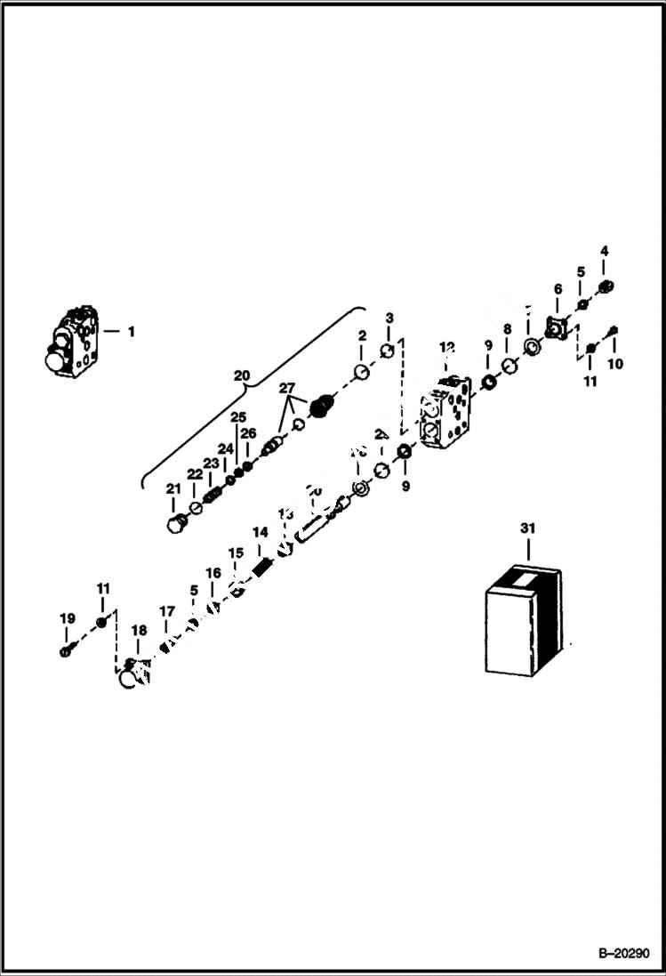 Схема запчастей Bobcat 900s - VALVE SECTION (Mid-inlet) HYDRAULIC SYSTEM