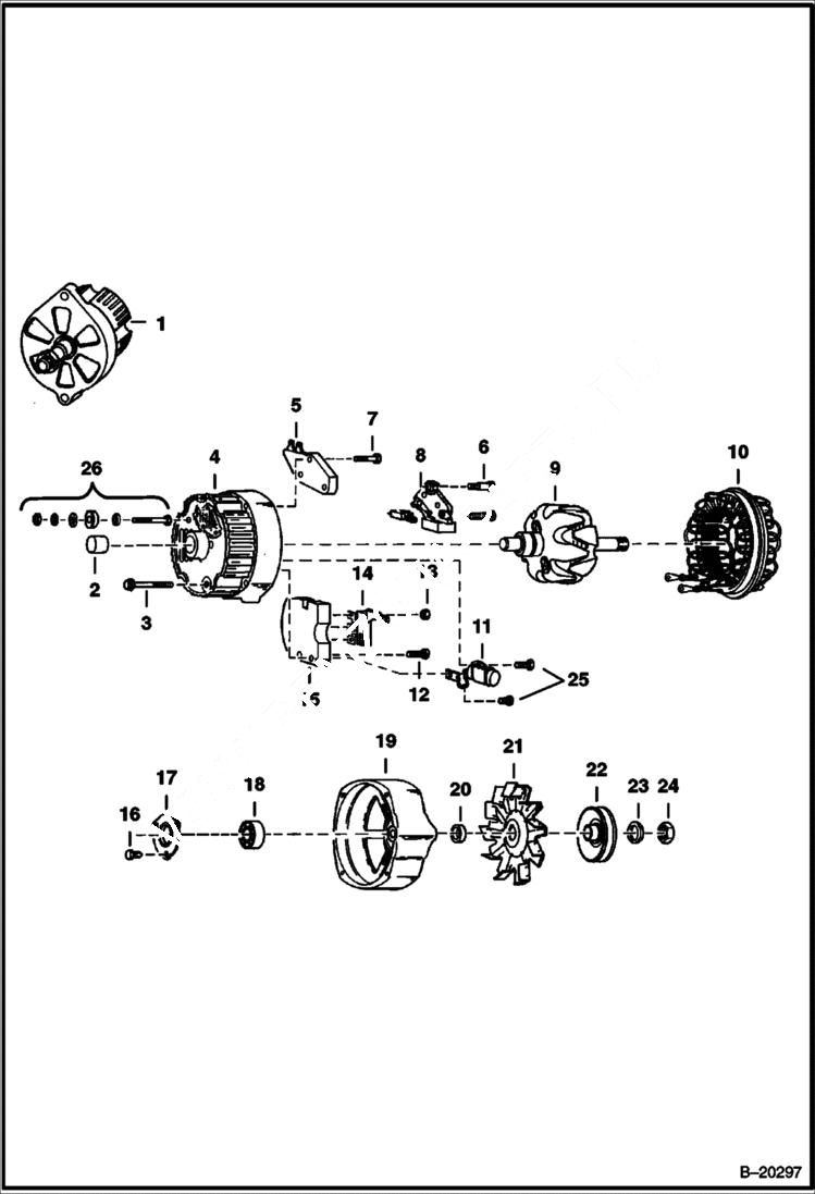 Схема запчастей Bobcat 700s - ALTERNATOR (Delco 1105063) (Closed) ELECTRICAL SYSTEM