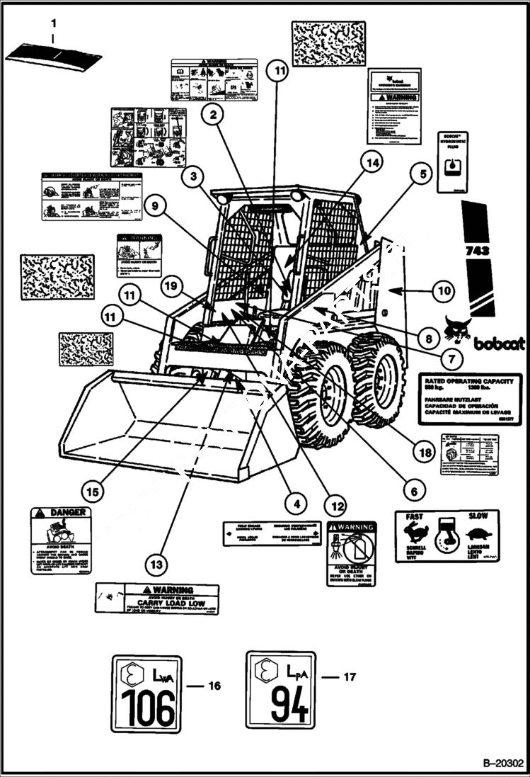 Схема запчастей Bobcat 700s - DECALS ACCESSORIES & OPTIONS