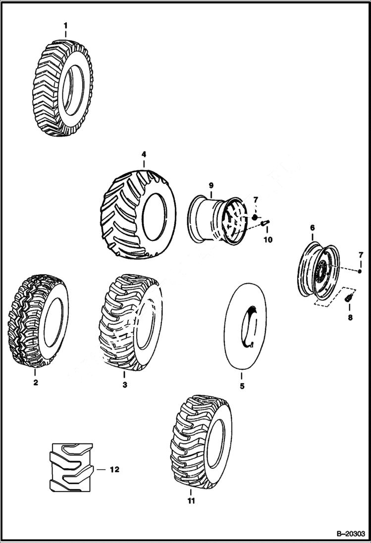 Схема запчастей Bobcat 700s - TIRES & RIMS ACCESSORIES & OPTIONS