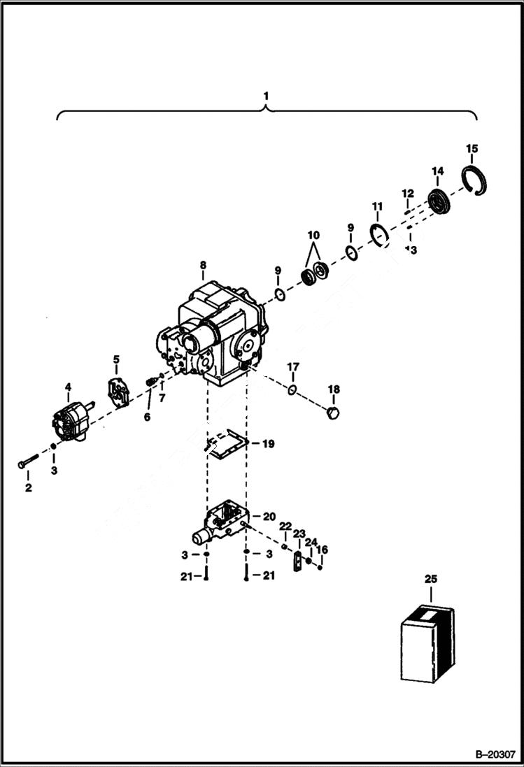 Схема запчастей Bobcat 900s - HYDROSTATIC PUMP & ATTACHING PARTS HYDROSTATIC SYSTEM