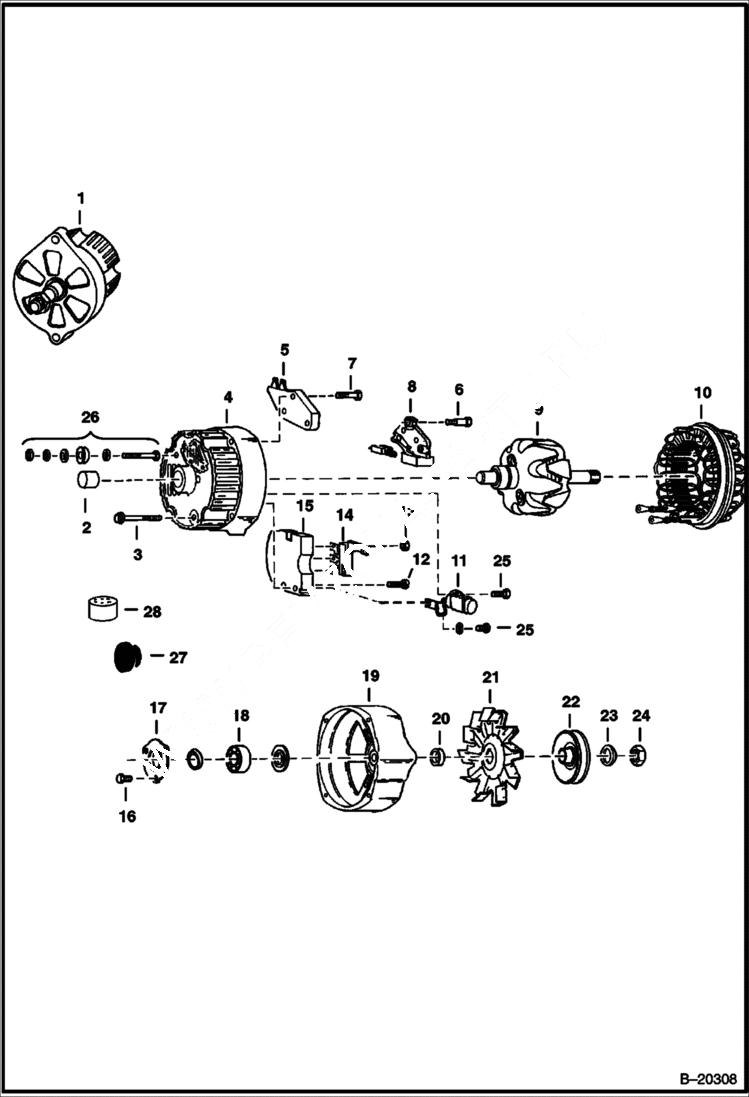 Схема запчастей Bobcat 900s - ALTERNATOR (Delco - 1105076 - Closed) ELECTRICAL SYSTEM