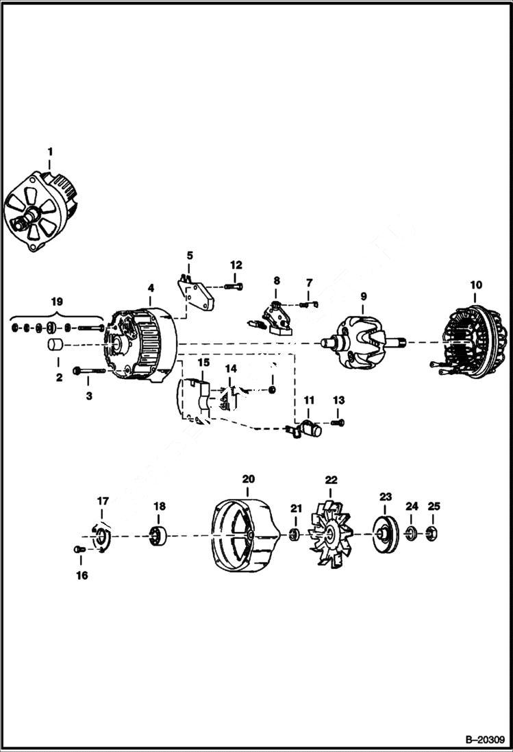 Схема запчастей Bobcat 900s - ALTERNATOR (Delco 1100092 - Closed) ELECTRICAL SYSTEM