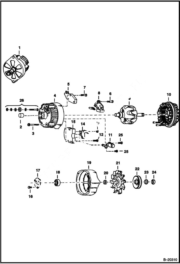 Схема запчастей Bobcat 900s - ALTERNATOR (Delco 1105063 - Closed) ELECTRICAL SYSTEM