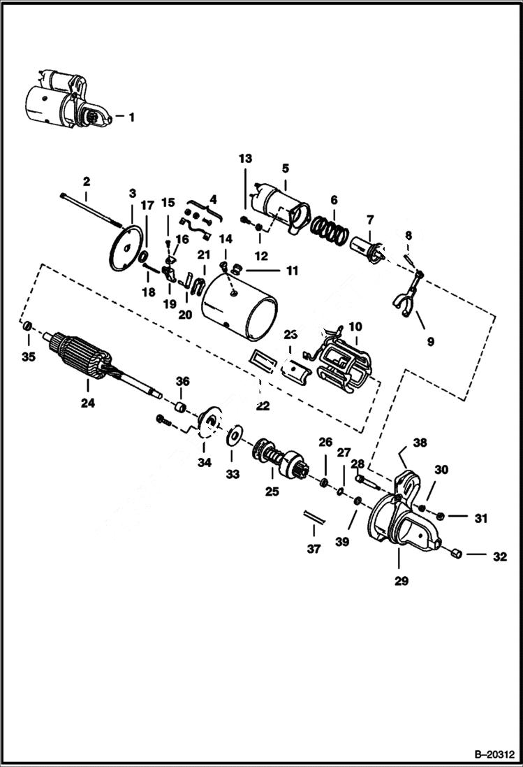 Схема запчастей Bobcat 900s - STARTER (Delco 1998379 - S/N 12873 & Above) ELECTRICAL SYSTEM