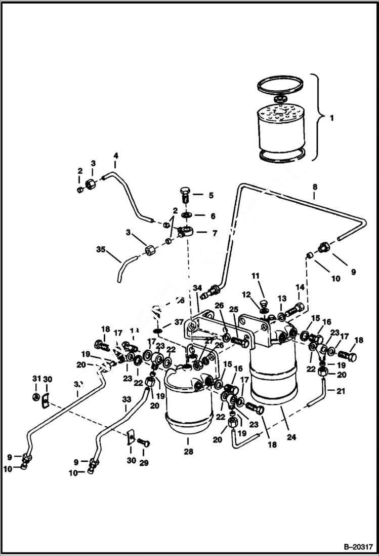 Схема запчастей Bobcat 900s - FUEL FILTER (Engine Spec. LD 22557) POWER UNIT