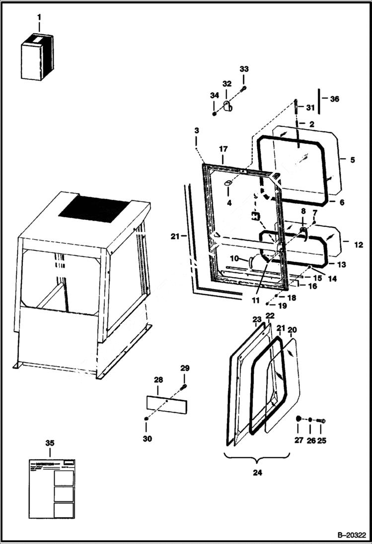 Схема запчастей Bobcat 900s - CAB ENCLOSURE (S/N 12880 & Below) ACCESSORIES & OPTIONS