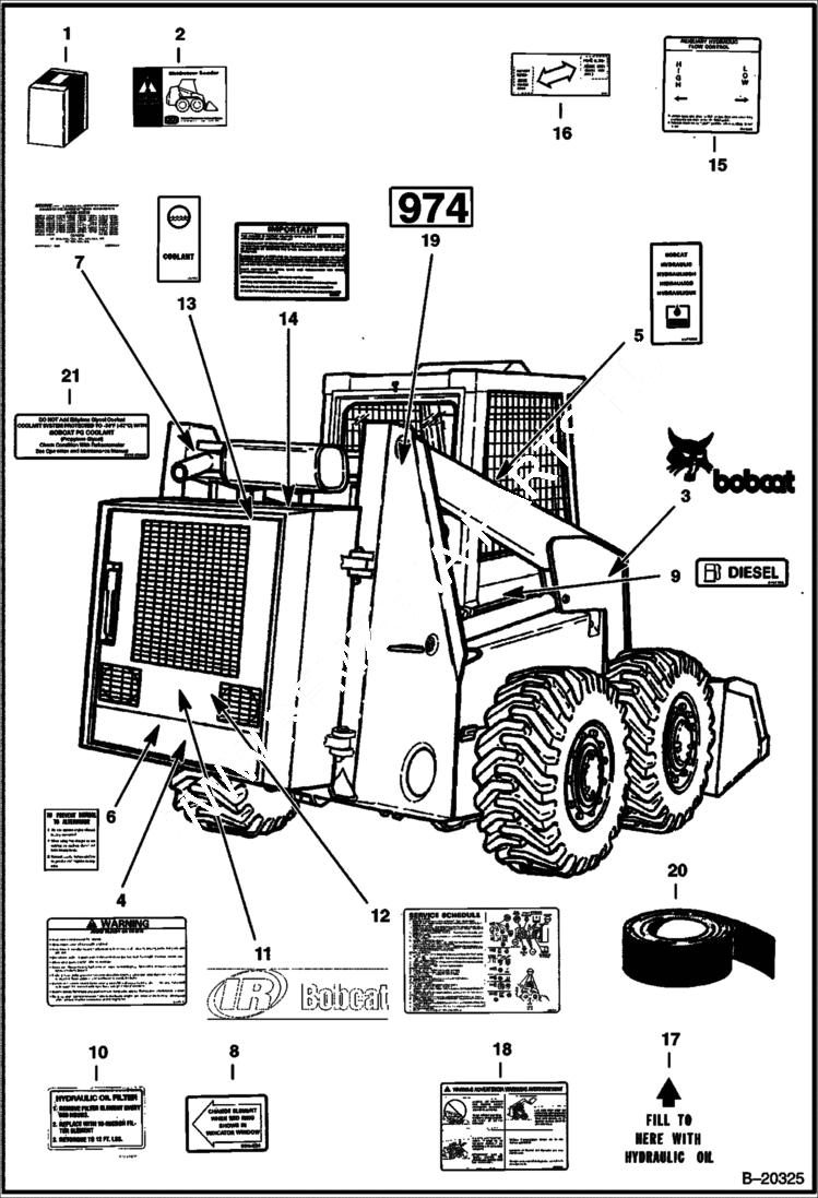 Схема запчастей Bobcat 900s - DECALS ACCESSORIES & OPTIONS