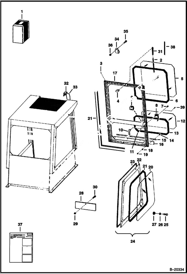 Схема запчастей Bobcat 900s - CAB ENCLOSURE (S/N 12686 & Below) ACCESSORIES & OPTIONS