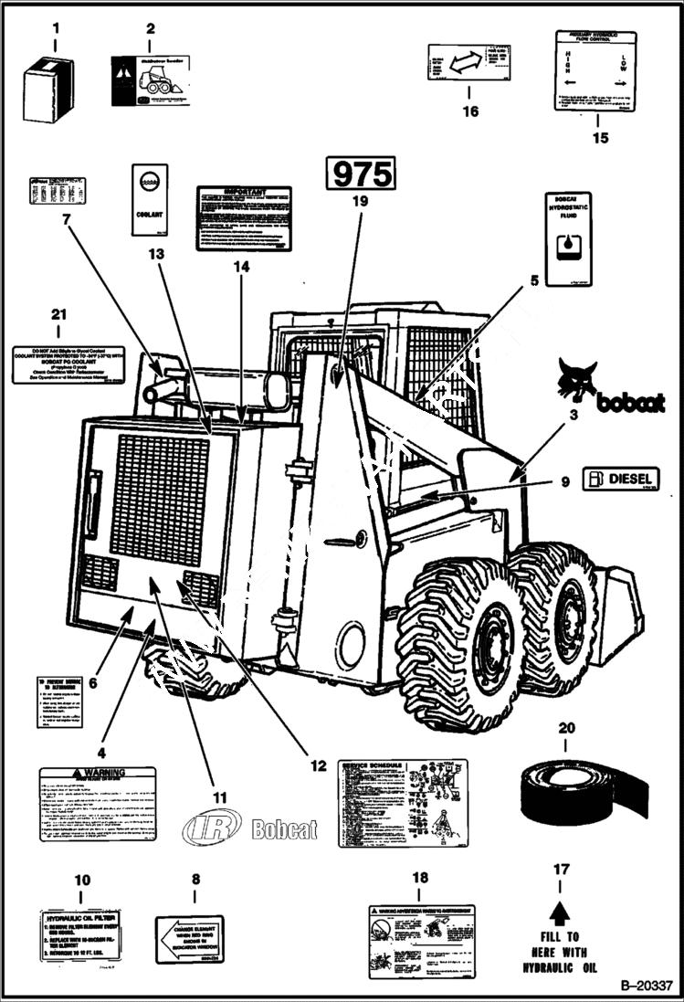 Схема запчастей Bobcat 900s - DECALS ACCESSORIES & OPTIONS