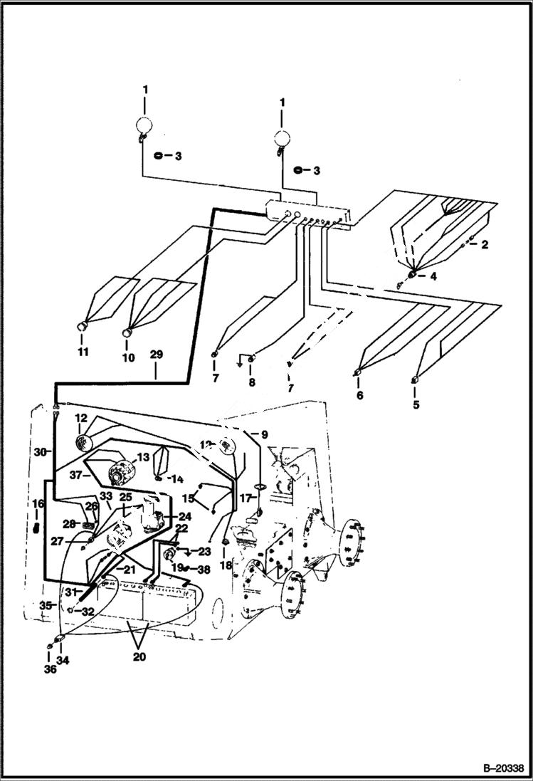 Схема запчастей Bobcat 900s - CAB & ENGINE ELECTRICAL CIRCUITRY (S/N 12803 thru 12835) ELECTRICAL SYSTEM