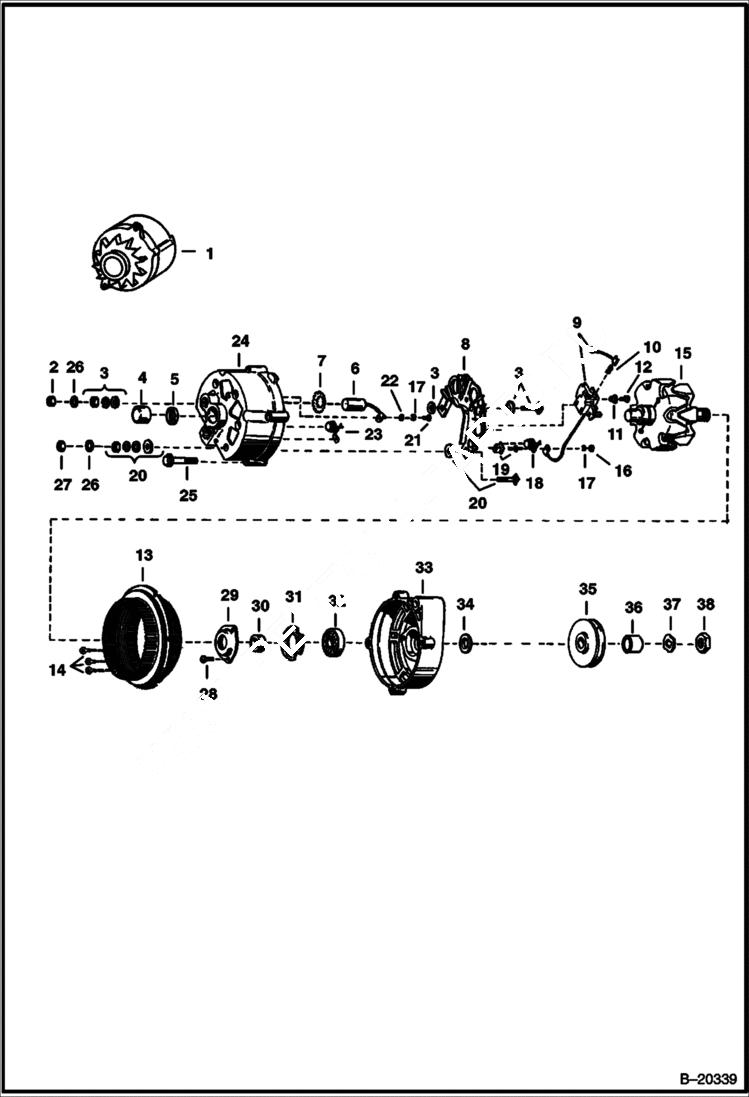 Схема запчастей Bobcat 900s - ALTERNATOR (Delco 1100827 - Closed - S/N 12802 & Below) ELECTRICAL SYSTEM