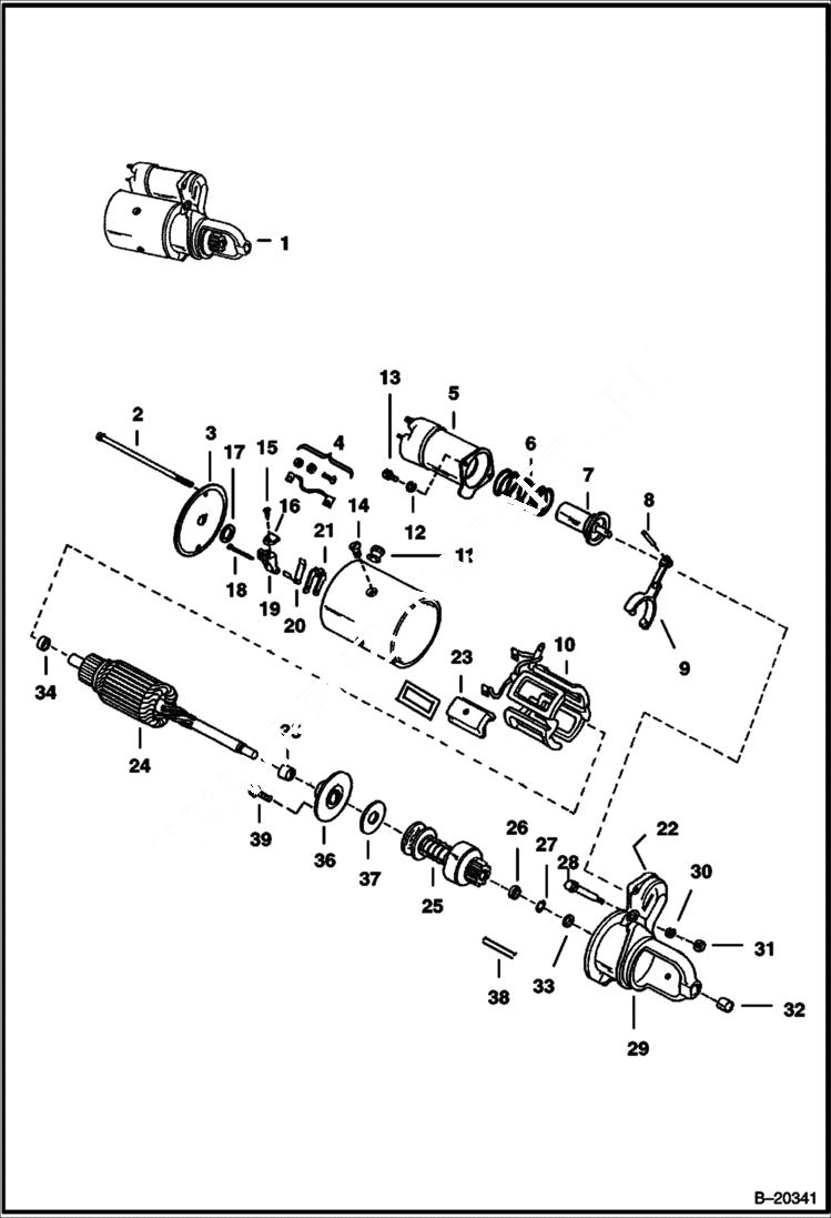 Схема запчастей Bobcat 900s - STARTER (Delco - 1998367) ELECTRICAL SYSTEM