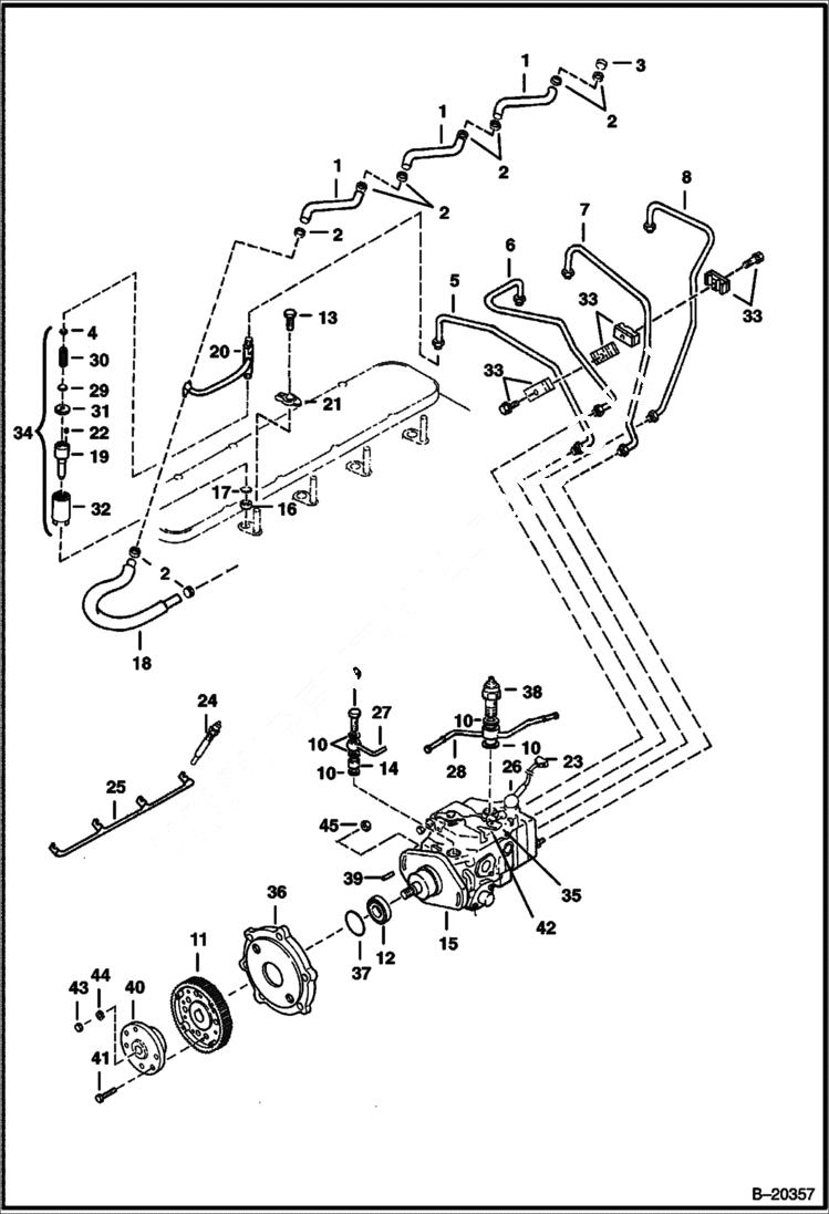 Схема запчастей Bobcat 800s - FUEL INJECTION SYSTEM POWER UNIT