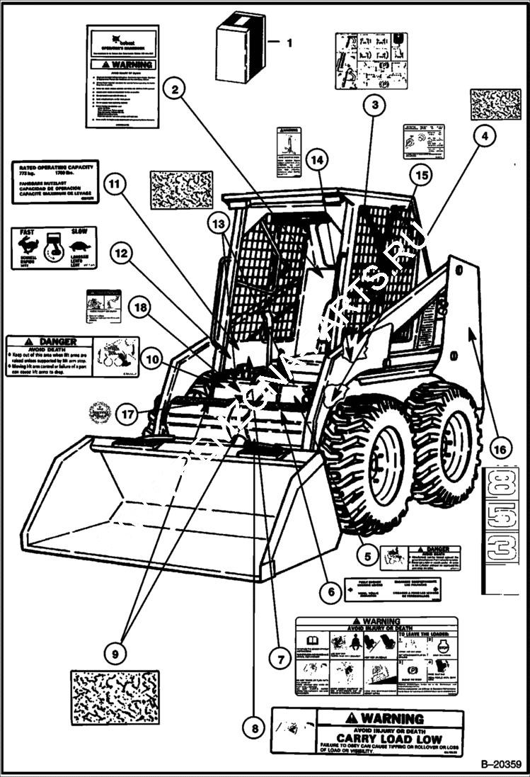 Схема запчастей Bobcat 800s - DECALS ACCESSORIES & OPTIONS