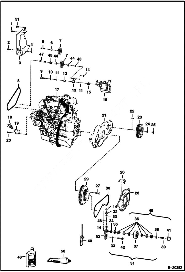 Схема запчастей Bobcat 800s - ENGINE & ATTACHING PARTS (Belt Drive System) POWER UNIT