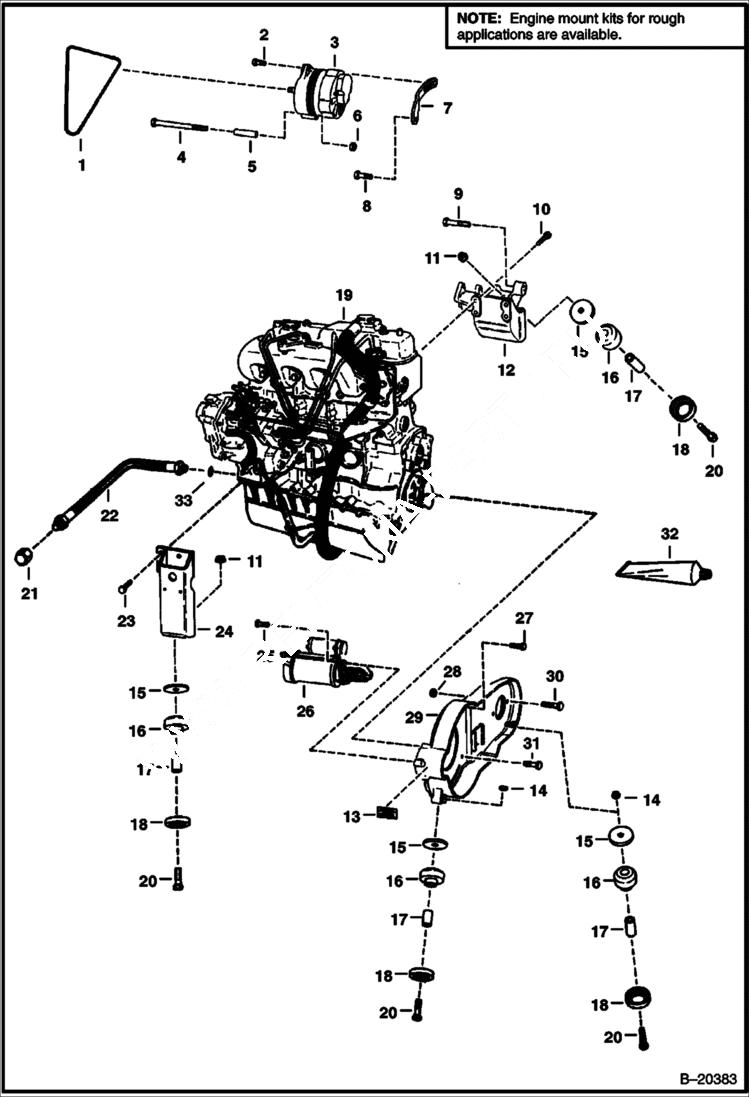 Схема запчастей Bobcat 800s - ENGINE & ATTACHING PARTS (Engine Mounts) POWER UNIT