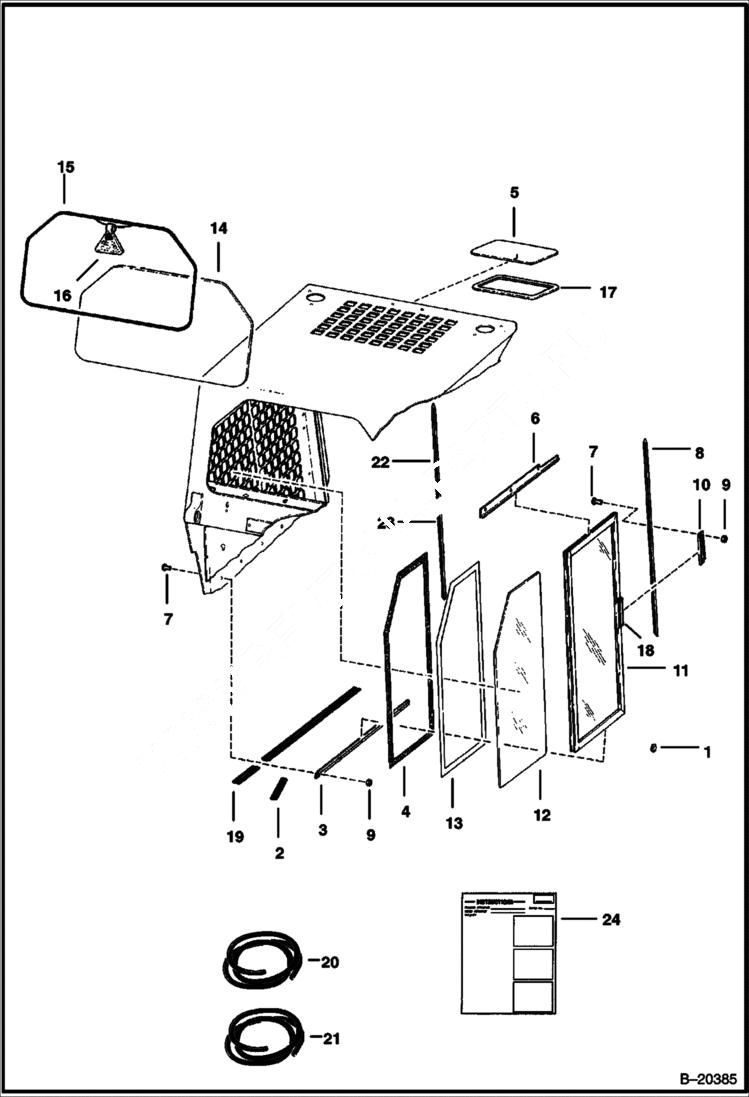Схема запчастей Bobcat 800s - CAB WINDOWS ACCESSORIES & OPTIONS