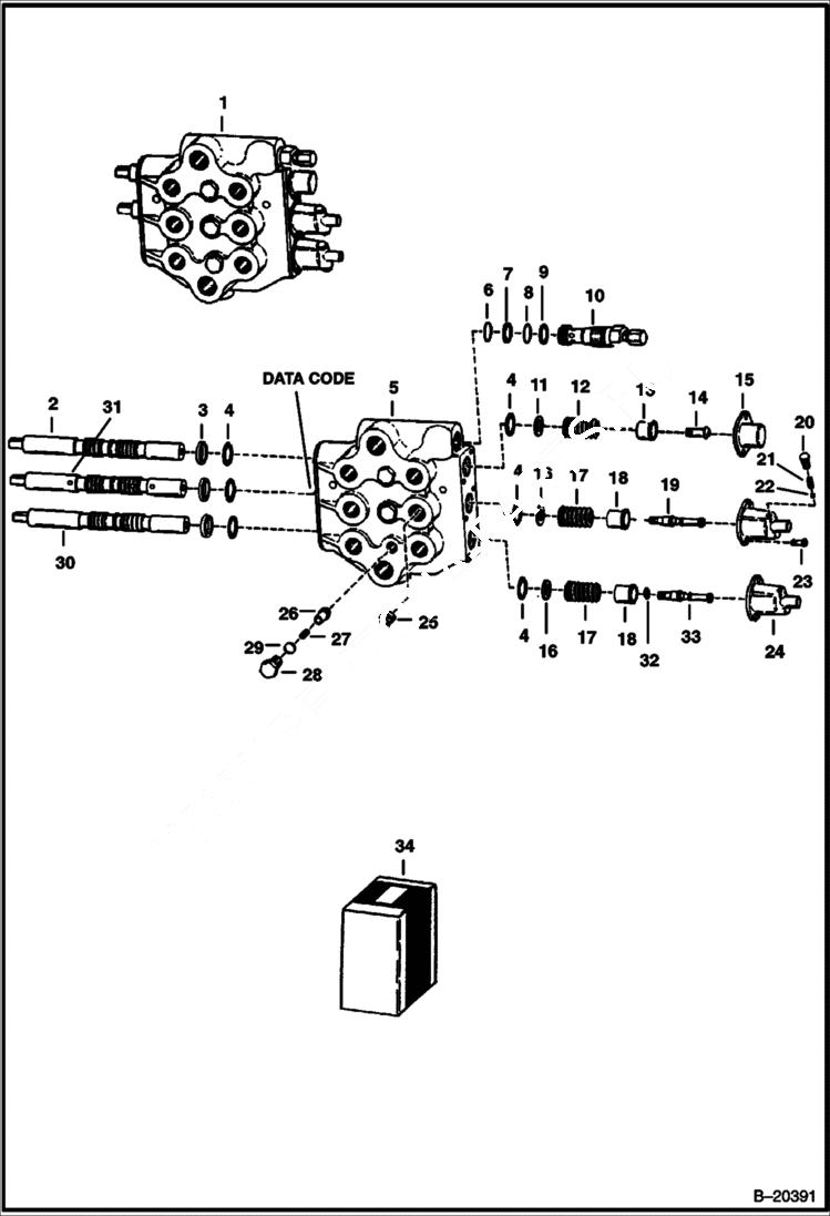 Схема запчастей Bobcat 300s - HYDRAULIC VALVE (S/N 499611001-499611769 & 499611936 & Above) HYDRAULIC SYSTEM