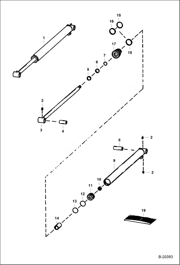 Схема запчастей Bobcat 300s - LIFT CYLINDER (W/Weld on Tube) HYDRAULIC SYSTEM