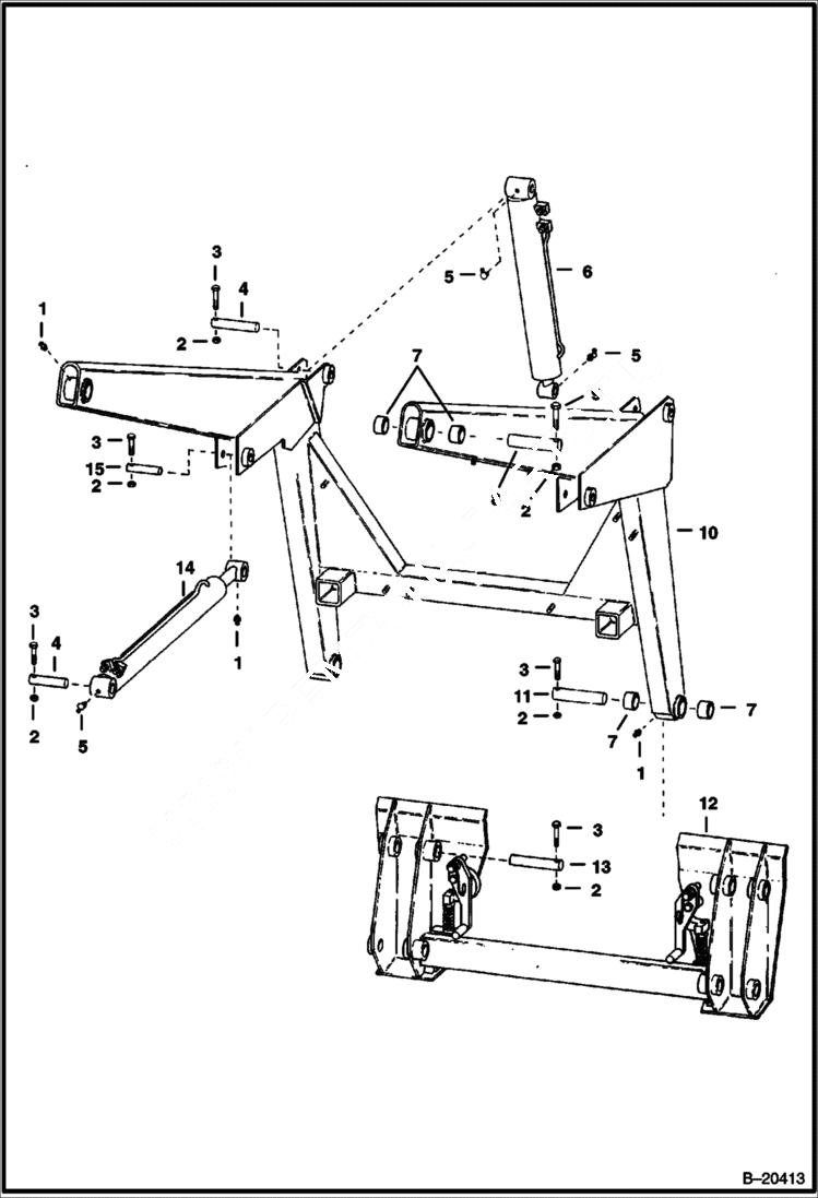 Схема запчастей Bobcat 600s - LIFT ARM & BOB-TACH MAIN FRAME