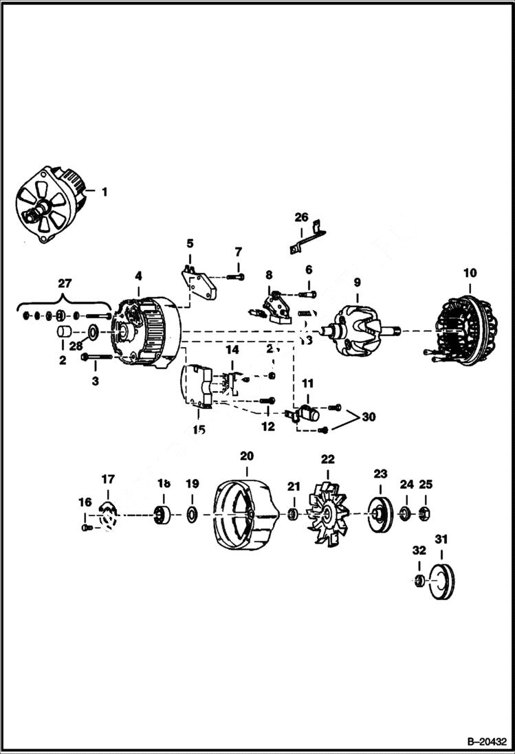 Схема запчастей Bobcat 300s - ALTERNATOR (Open - Delco 1102920) ELECTRICAL SYSTEM