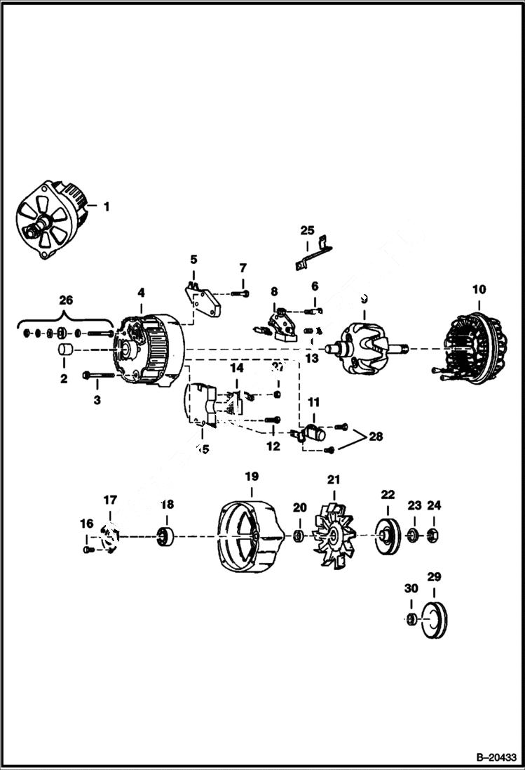 Схема запчастей Bobcat 300s - ALTERNATOR (Open - Delco 1103133) ELECTRICAL SYSTEM