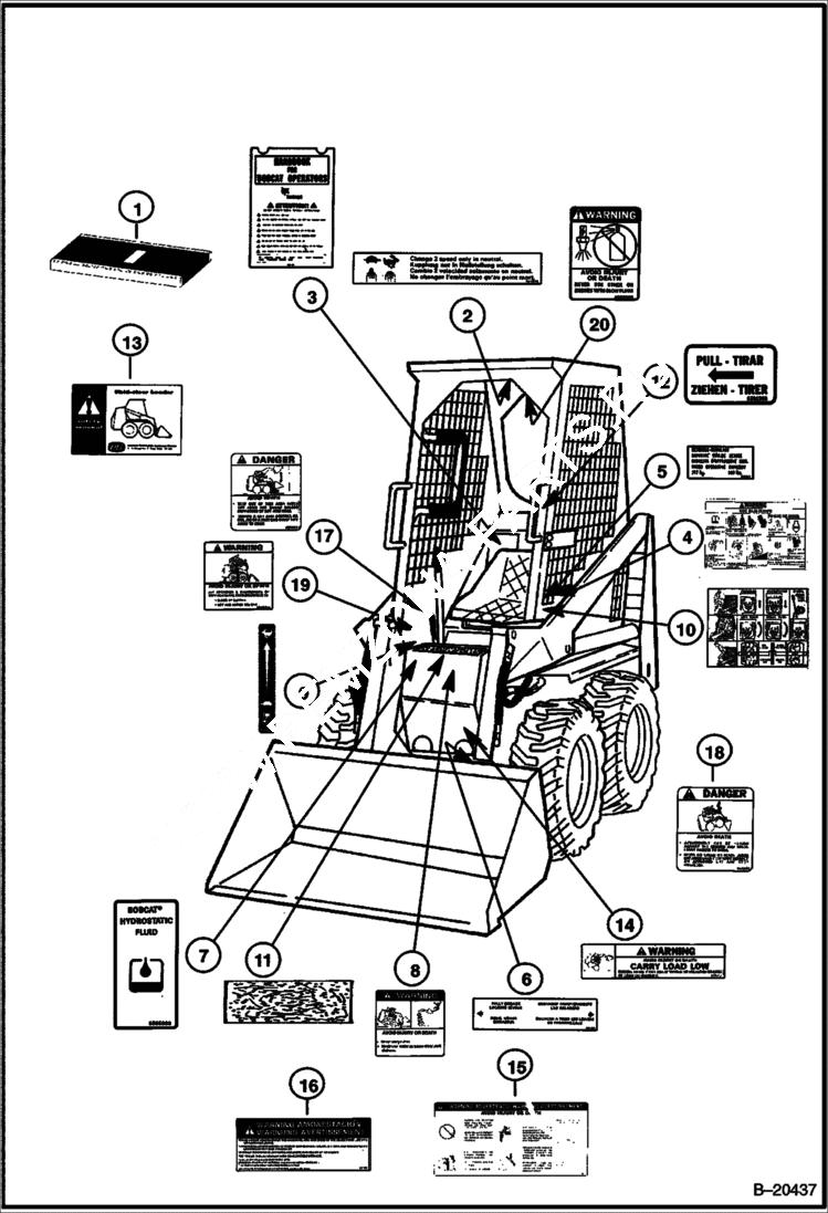 Схема запчастей Bobcat 300s - DECALS ACCESSORIES & OPTIONS