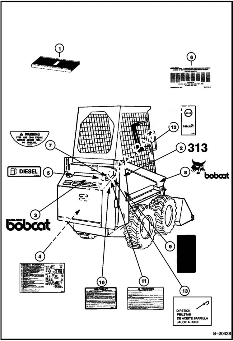 Схема запчастей Bobcat 300s - DECALS ACCESSORIES & OPTIONS