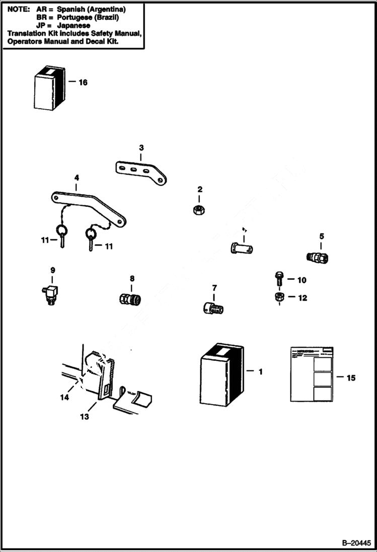 Схема запчастей Bobcat BACKHOE - BACKHOE (Backhoe Mounting Kit) (905B) (For 553) 905 BACKHOE