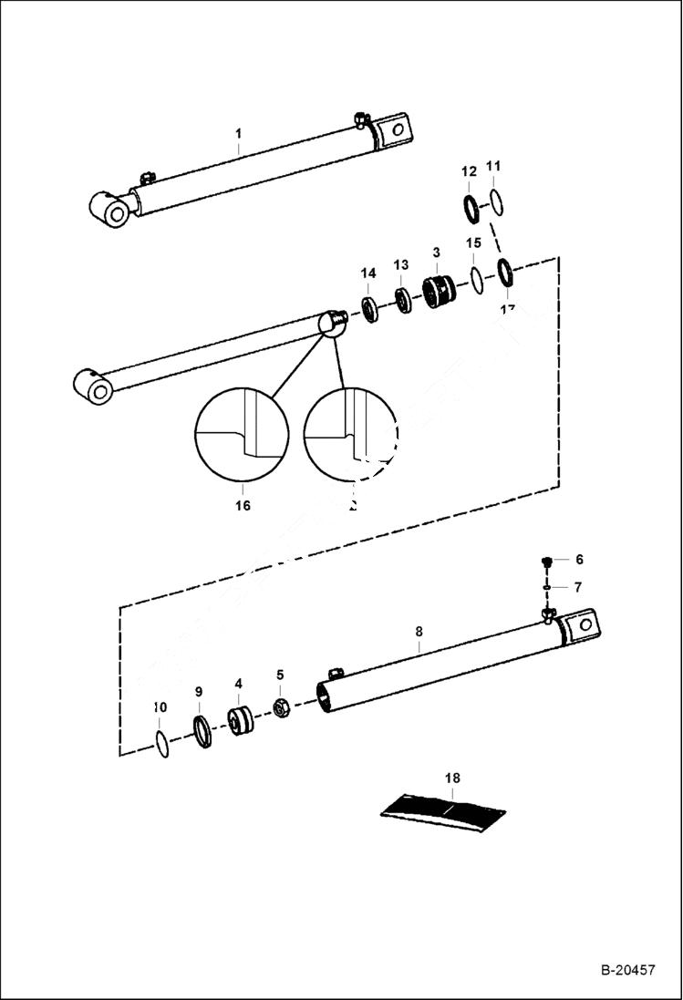 Схема запчастей Bobcat BACKHOE - BACKHOE (Bucket Cylinder) (W/External Threaded Rod & Nut) (607 7750 & A5CW) 607 BACKHOE