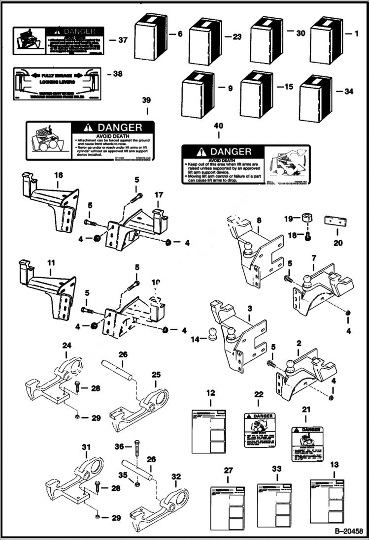 Схема запчастей Bobcat BACKHOE - BACKHOE (Mounting Kits) (607 7750 & A5CW) 607 BACKHOE